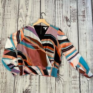 bar III Long Sleeve Chiffon Blouse